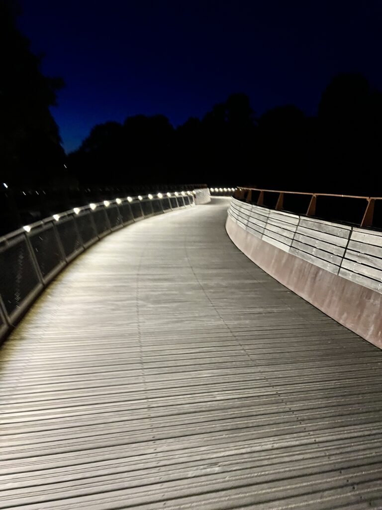 The bridge over the river nene at night