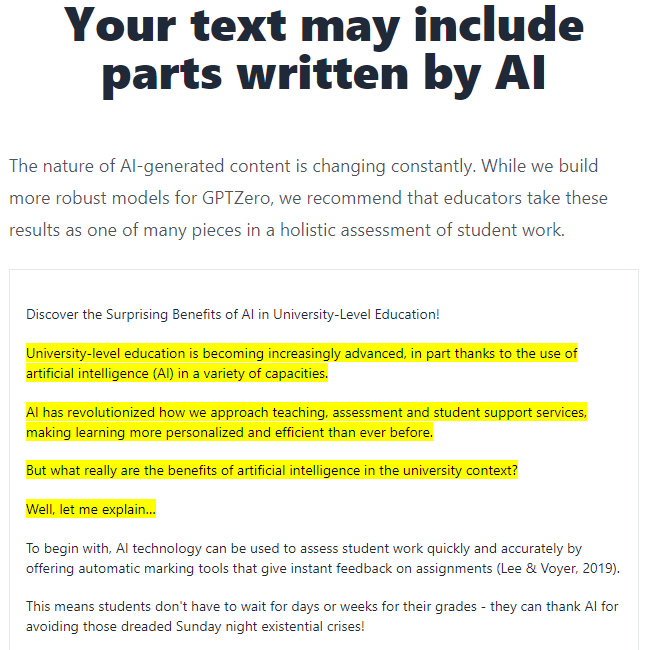 Your text may include parts written by AI.