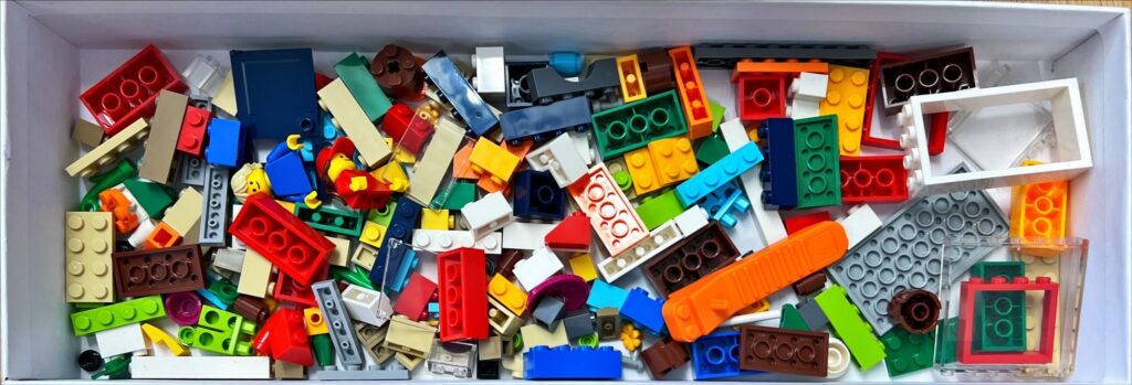 A box full of the BYGGLEK LEGO set to demonstrate how it could be used for LEGO Serious Play.